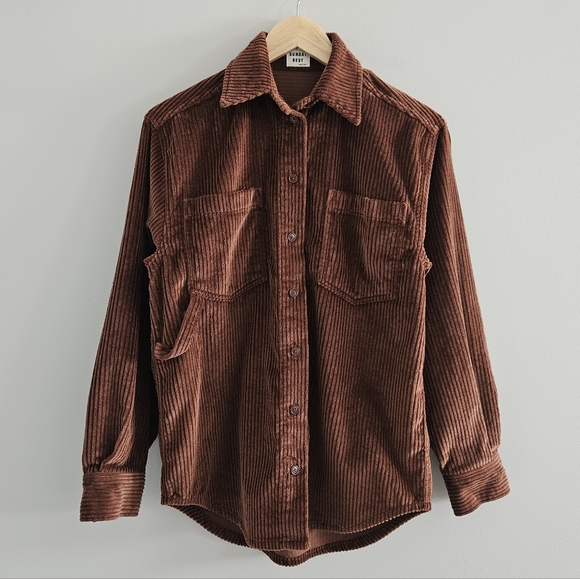 Aritzia Sunday Best Tilly Shirt Jacket Size 1 Brown Corduroy Oversized Shacket - Picture 5 of 14